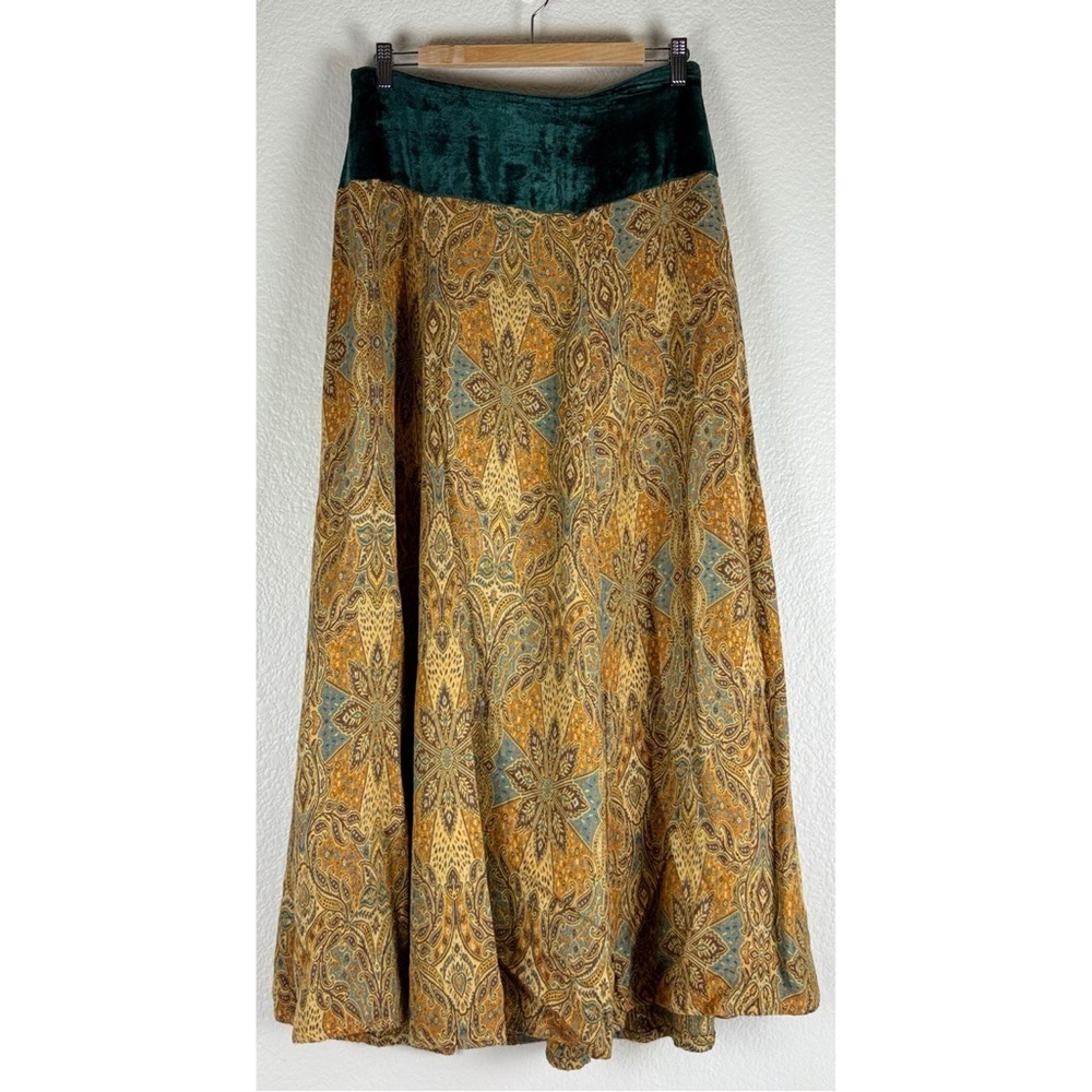 Soft Surroundings Women's Velvet Paisley Print Maxi Skirt, size Small Tall - Picture 4 of 8
